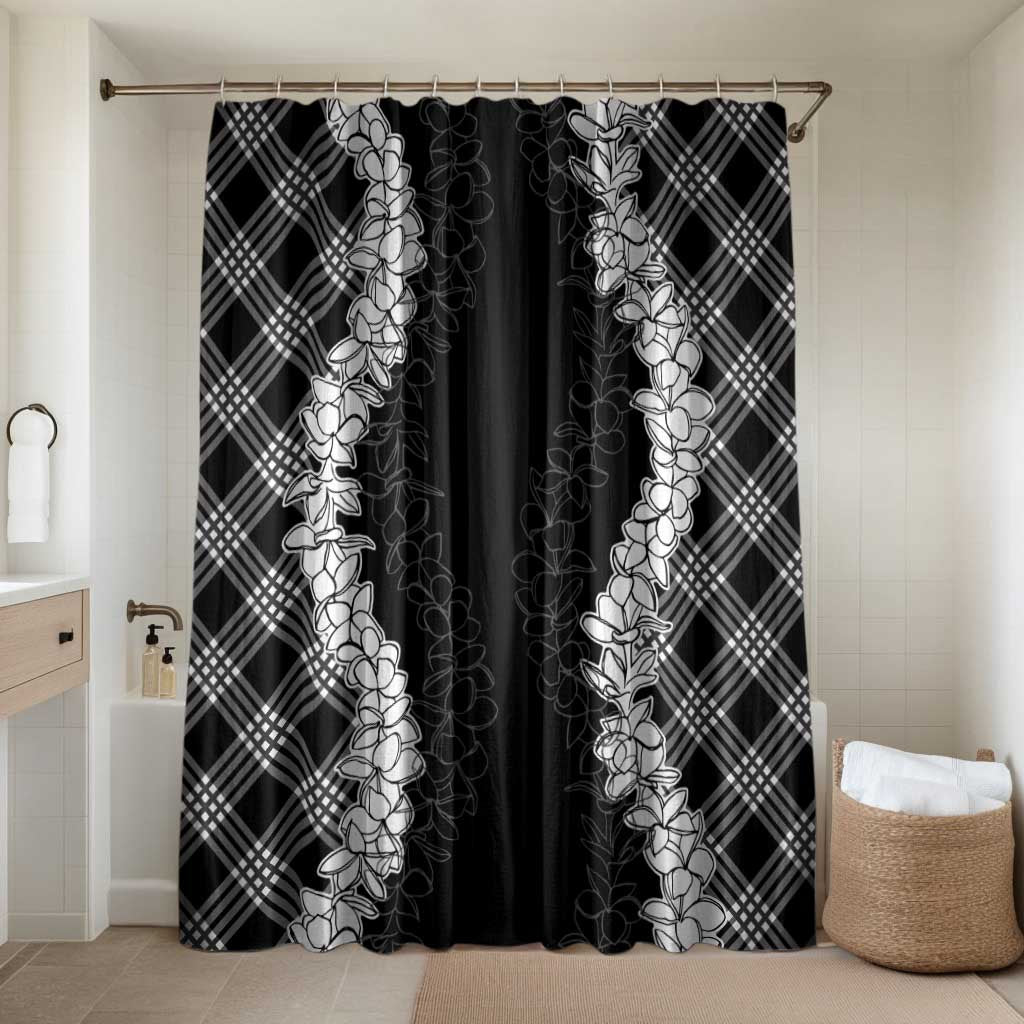 Hawaii Aloha Plumeria Lei Black Palaka Bathroom Set - Polynesian Pride