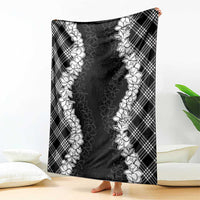 Hawaii Aloha Plumeria Lei Black Palaka Blanket - Polynesian Pride