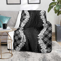 Hawaii Aloha Plumeria Lei Black Palaka Blanket - Polynesian Pride