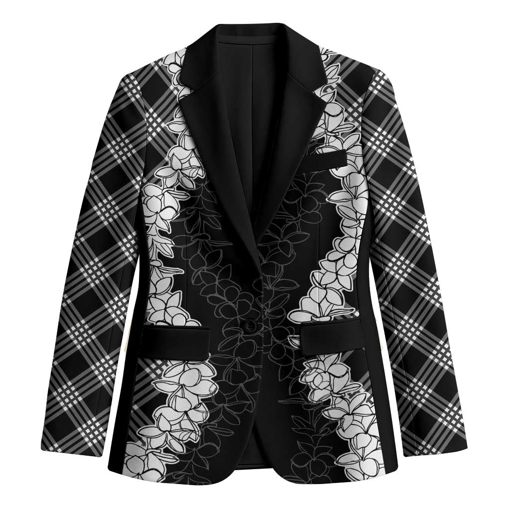 Hawaii Aloha Plumeria Lei Black Palaka Blazer - Polynesian Pride