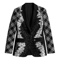 Hawaii Aloha Plumeria Lei Black Palaka Blazer - Polynesian Pride