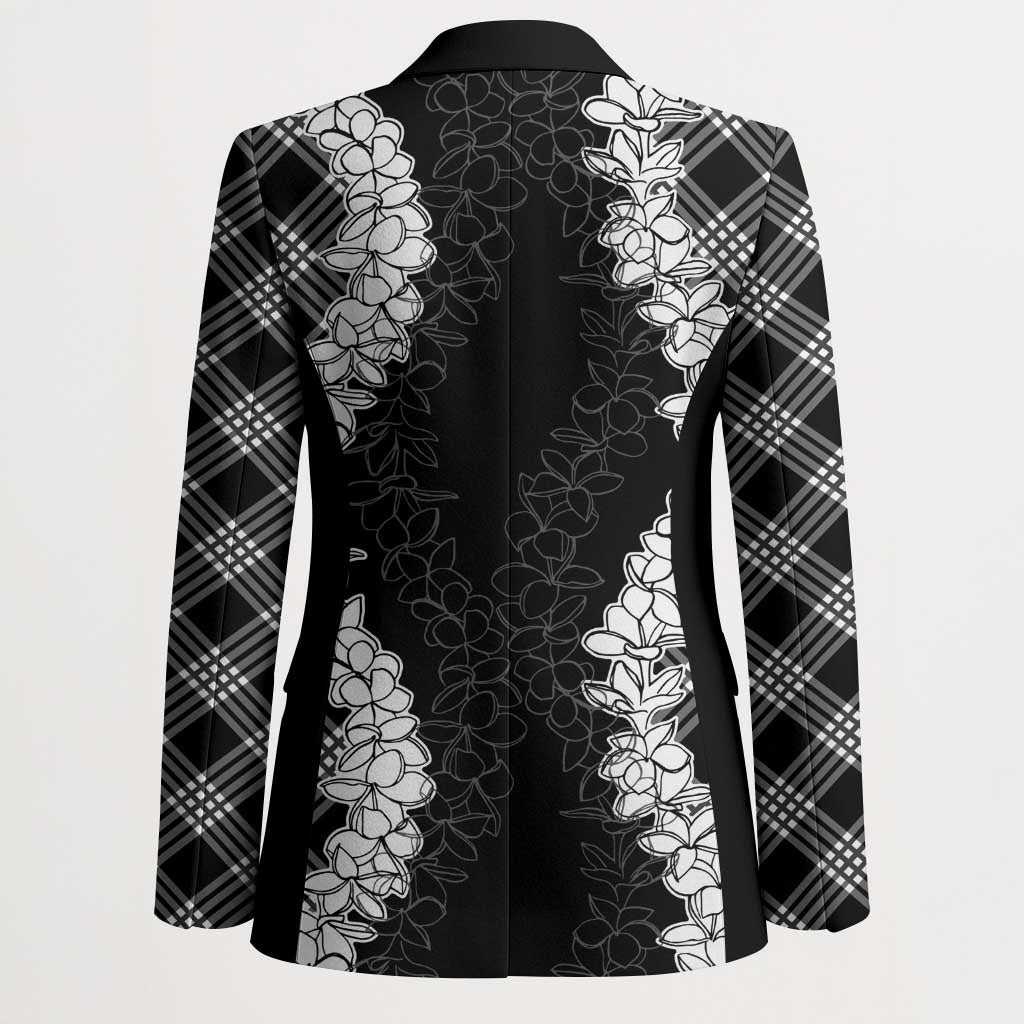 Hawaii Aloha Plumeria Lei Black Palaka Blazer - Polynesian Pride