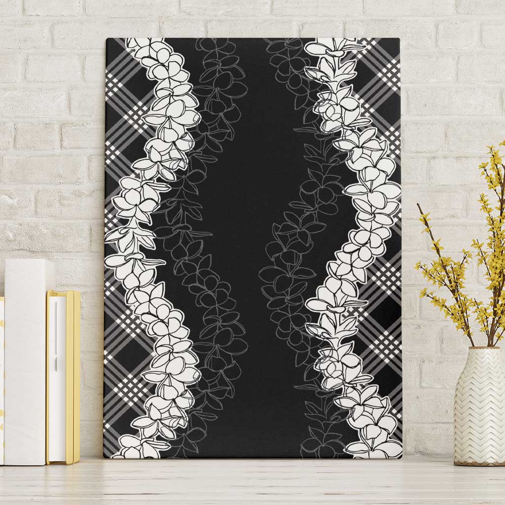 Hawaii Aloha Plumeria Lei Black Palaka Canvas Wall Art - Polynesian Pride