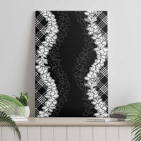 Hawaii Aloha Plumeria Lei Black Palaka Canvas Wall Art - Polynesian Pride