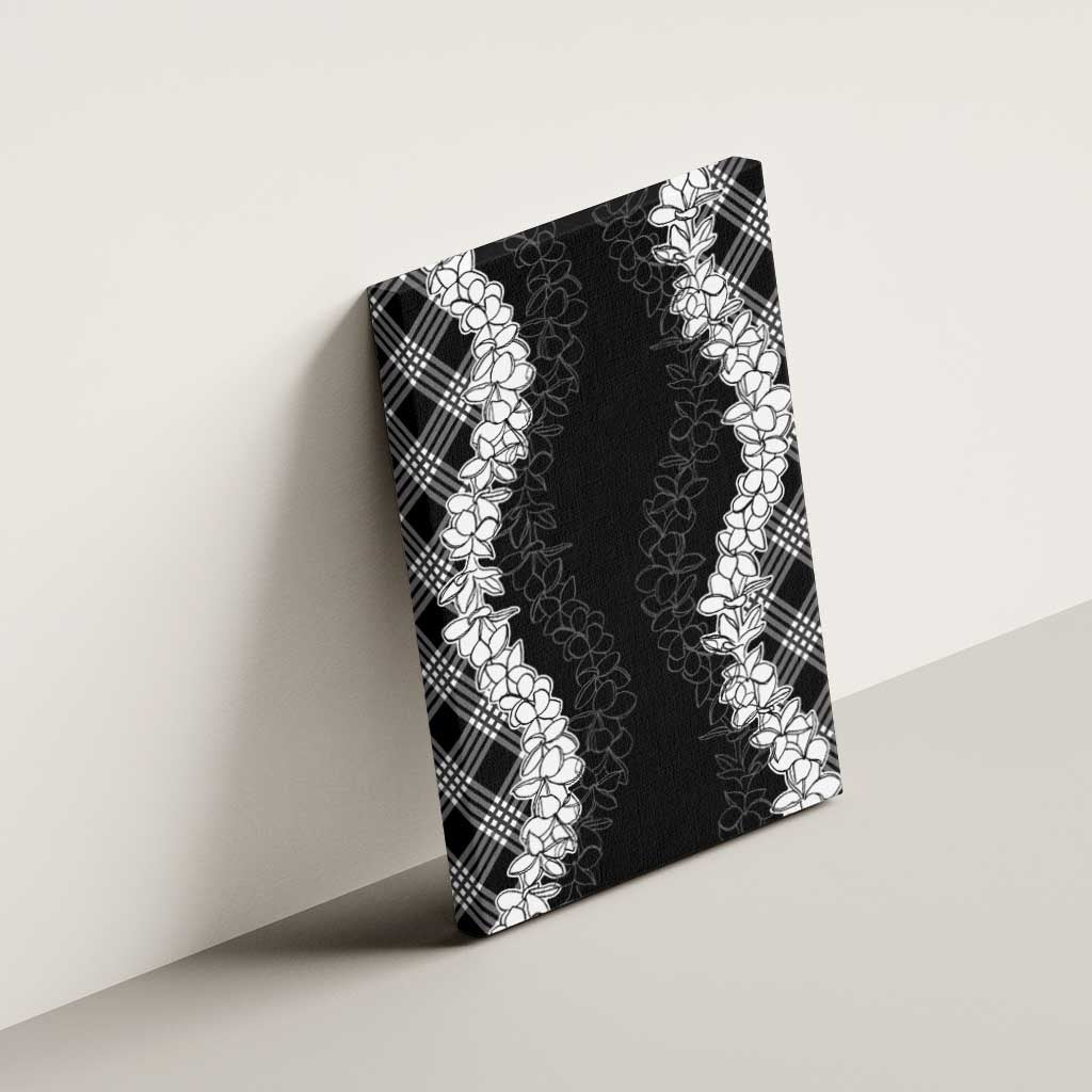 Hawaii Aloha Plumeria Lei Black Palaka Canvas Wall Art - Polynesian Pride