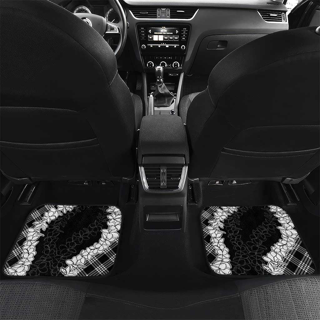 Hawaii Aloha Plumeria Lei Black Palaka Car Mats - Polynesian Pride