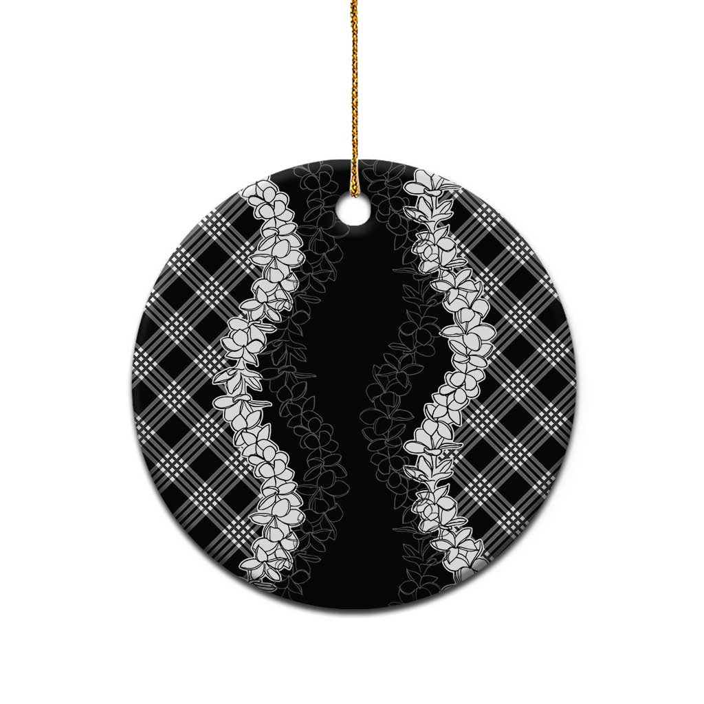 Hawaii Aloha Plumeria Lei Black Palaka Ceramic Ornament - Polynesian Pride