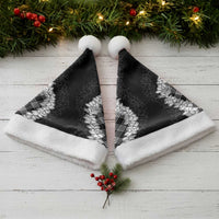 Hawaii Aloha Plumeria Lei Black Palaka Christmas Santa Hat - Polynesian Pride