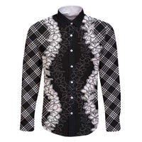 Hawaii Aloha Plumeria Lei Black Palaka Family Matching Short Sleeve Bodycon Dress and Hawaiian Shirt - Polynesian Pride