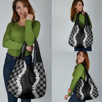 Hawaii Aloha Plumeria Lei Black Palaka Grocery Bag - Polynesian Pride