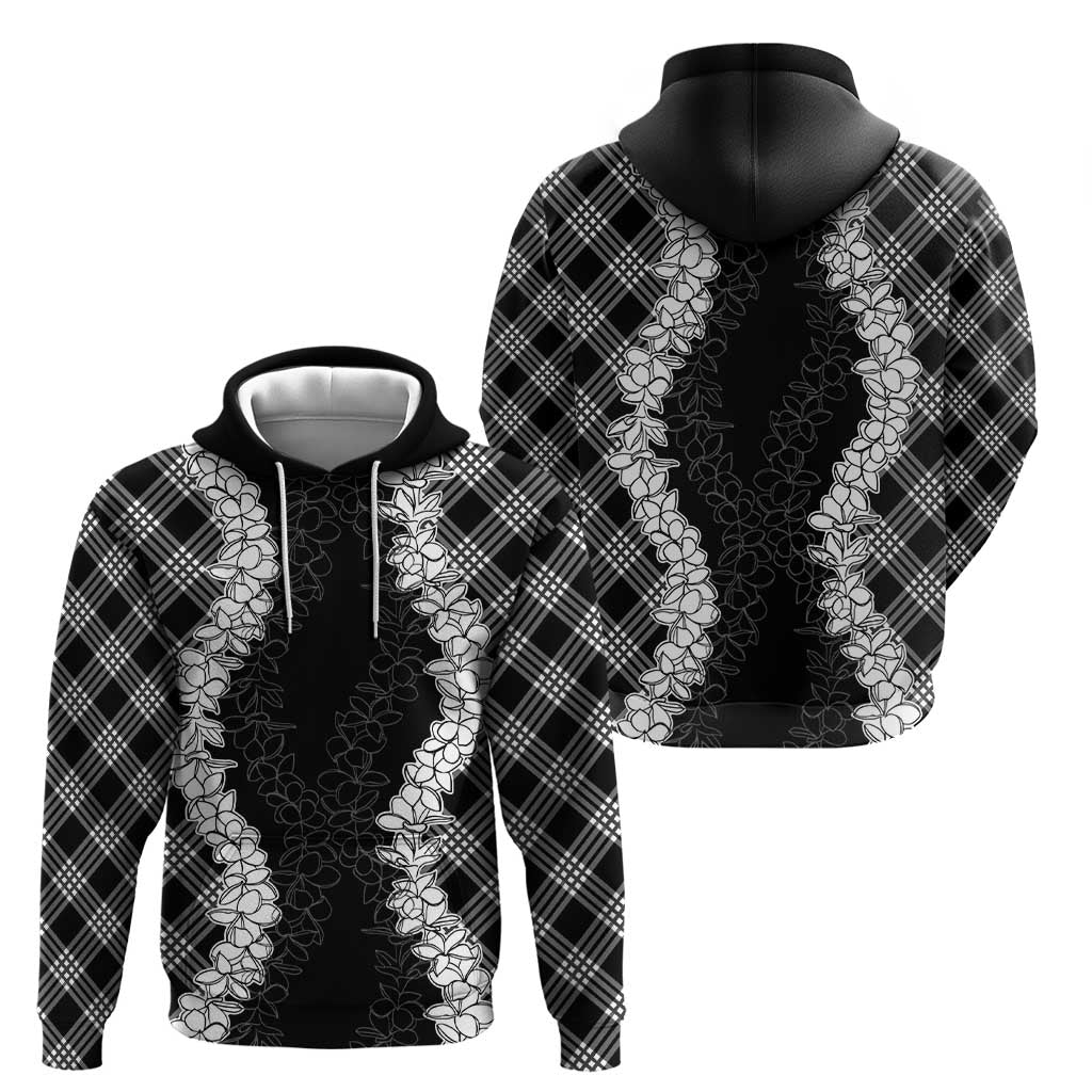 Hawaii Aloha Plumeria Lei Black Palaka Hoodie - Polynesian Pride