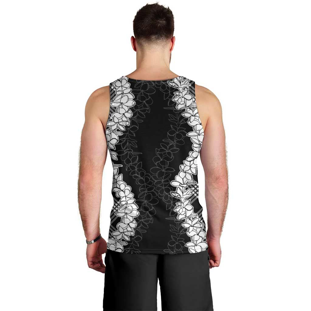 Hawaii Aloha Plumeria Lei Black Palaka Men Tank Top - Polynesian Pride