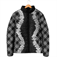 Hawaii Aloha Plumeria Lei Black Palaka Padded Jacket - Polynesian Pride