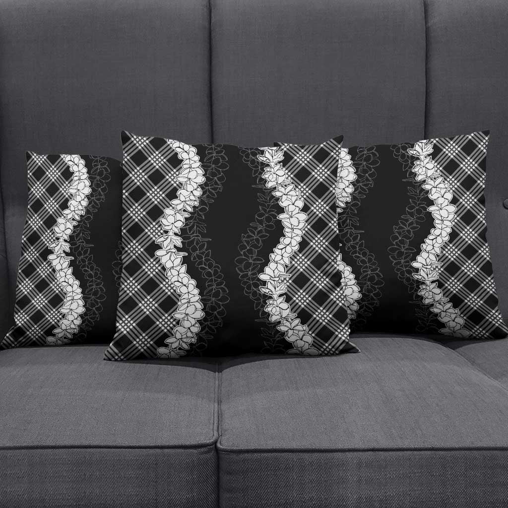 Hawaii Aloha Plumeria Lei Black Palaka Pillow Cover - Polynesian Pride