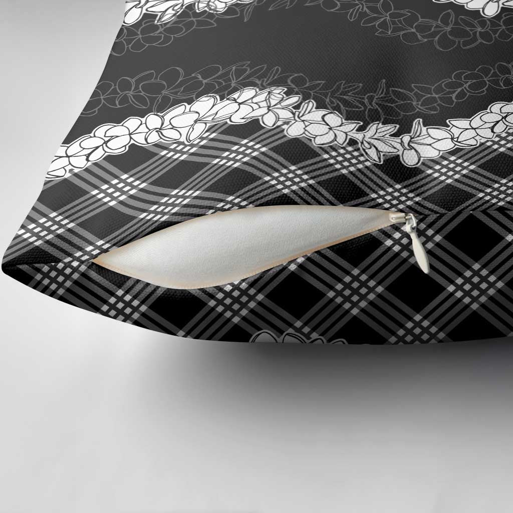Hawaii Aloha Plumeria Lei Black Palaka Pillow Cover - Polynesian Pride