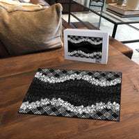 Hawaii Aloha Plumeria Lei Black Palaka Puzzle - Polynesian Pride