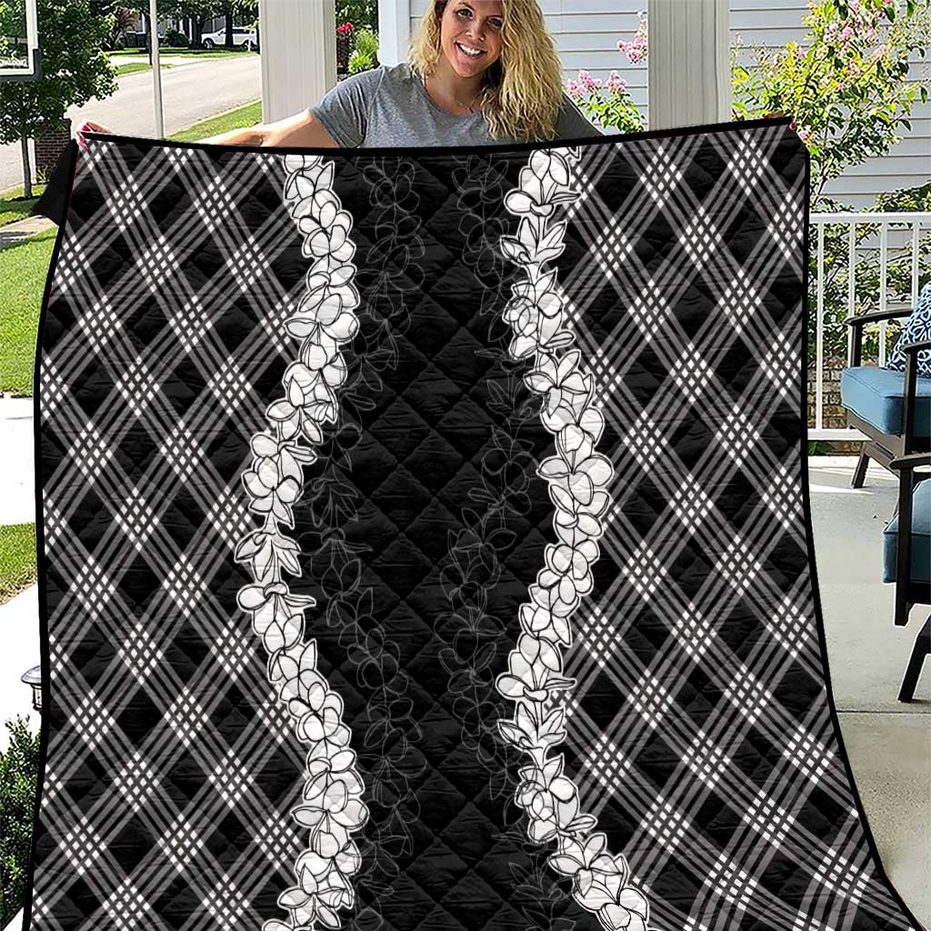Hawaii Aloha Plumeria Lei Black Palaka Quilt - Polynesian Pride