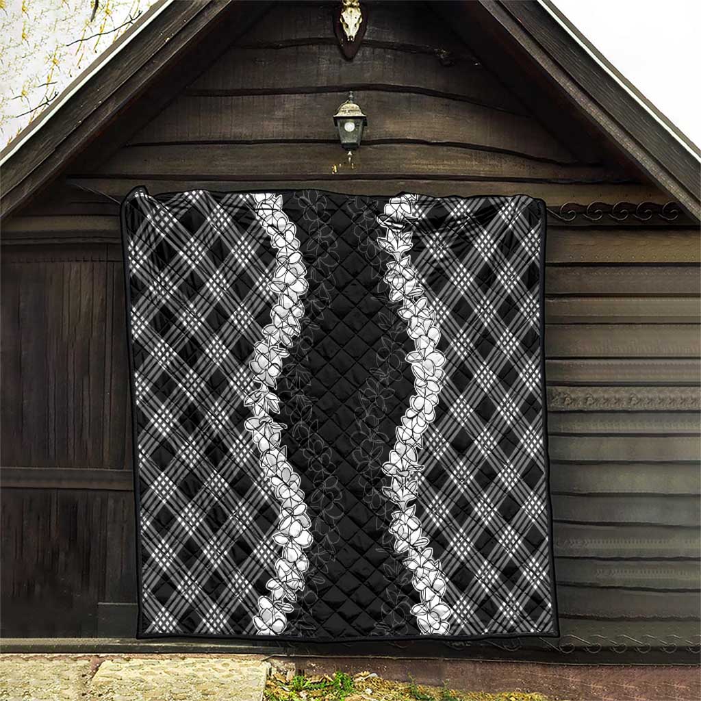 Hawaii Aloha Plumeria Lei Black Palaka Quilt - Polynesian Pride