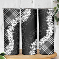 Hawaii Aloha Plumeria Lei Black Palaka Skinny Tumbler - Polynesian Pride