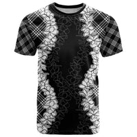 Hawaii Aloha Plumeria Lei Black Palaka T Shirt - Polynesian Pride