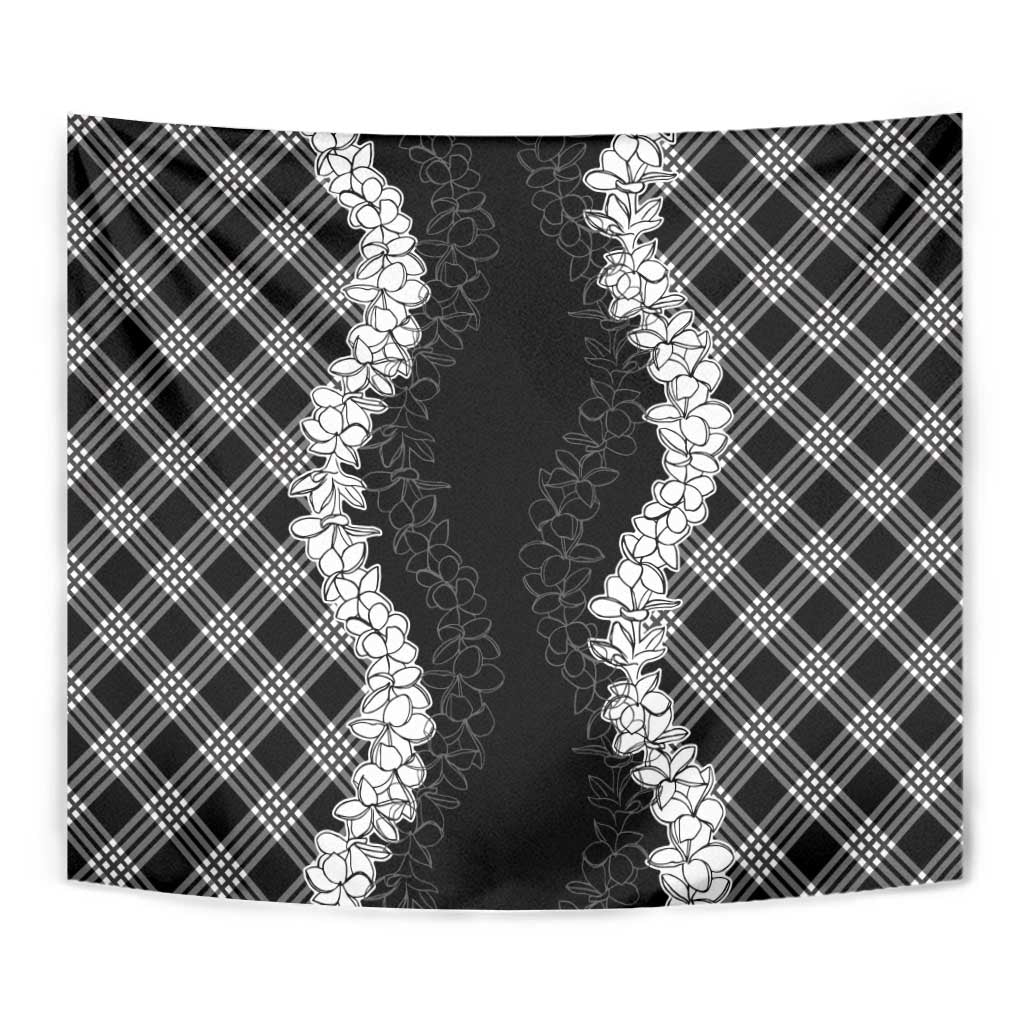 Hawaii Aloha Plumeria Lei Black Palaka Tapestry - Polynesian Pride