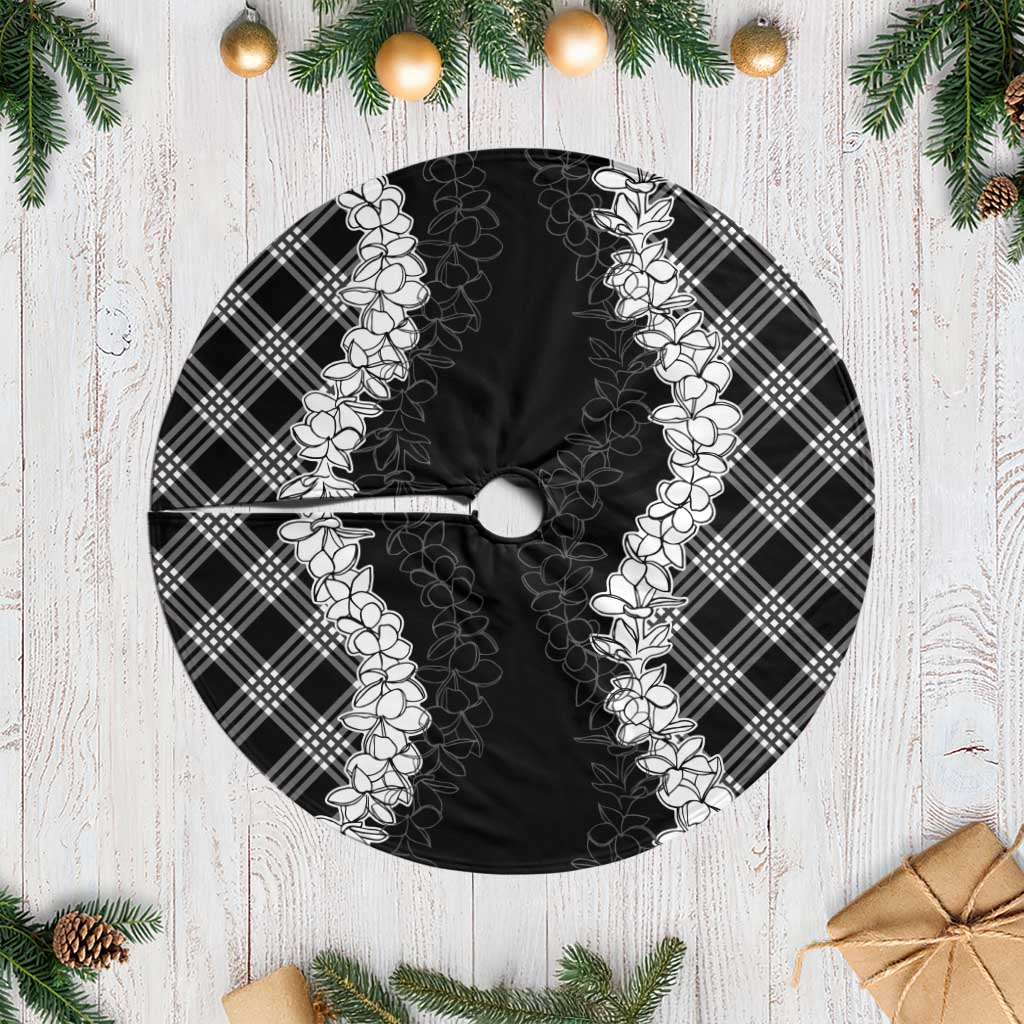 Hawaii Aloha Plumeria Lei Black Palaka Tree Skirt - Polynesian Pride