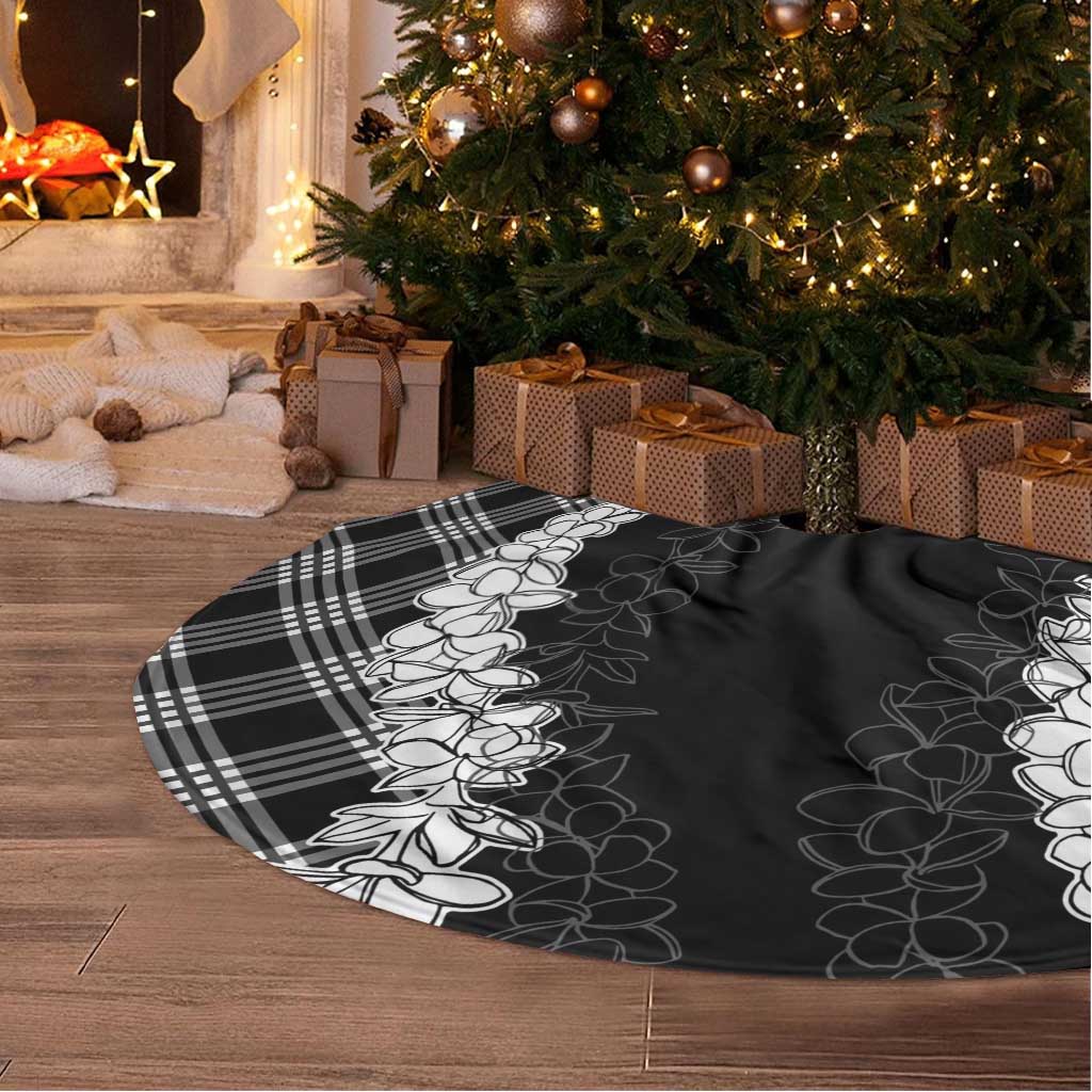 Hawaii Aloha Plumeria Lei Black Palaka Tree Skirt - Polynesian Pride