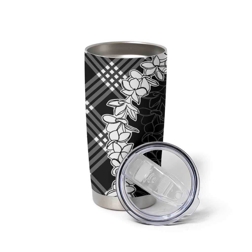 Hawaii Aloha Plumeria Lei Black Palaka Tumbler Cup - Polynesian Pride