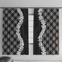 Hawaii Aloha Plumeria Lei Black Palaka Window Curtain - Polynesian Pride