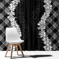 Hawaii Aloha Plumeria Lei Black Palaka Window Curtain - Polynesian Pride