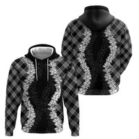 Hawaii Aloha Plumeria Lei Black Palaka Zip Hoodie - Polynesian Pride