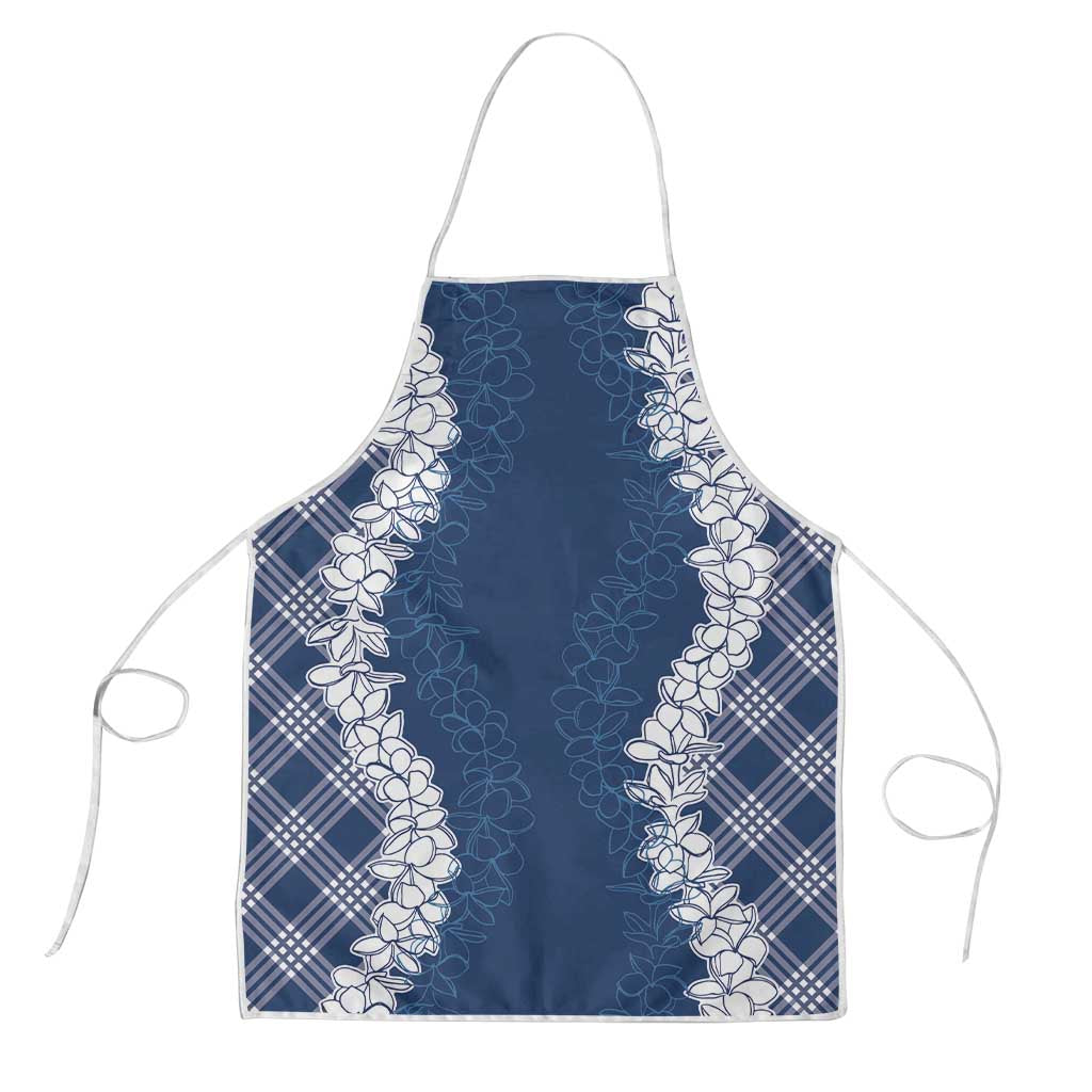 Hawaii Aloha Plumeria Lei Navy Palaka Apron - Polynesian Pride