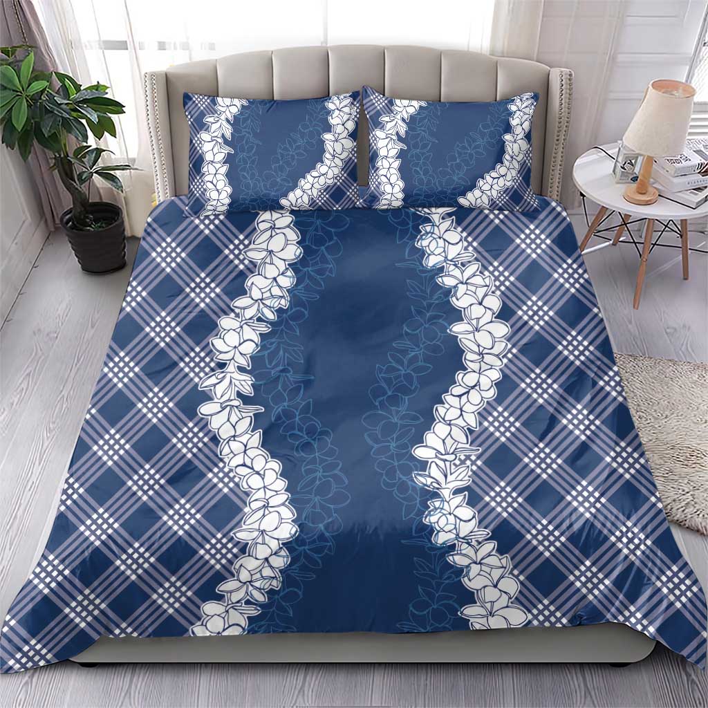 Hawaii Aloha Plumeria Lei Navy Palaka Bedding Set - Polynesian Pride