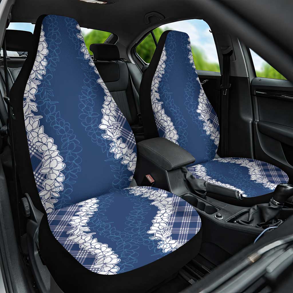 Hawaii Aloha Plumeria Lei Navy Palaka Car Seat Cover - Polynesian Pride