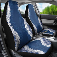 Hawaii Aloha Plumeria Lei Navy Palaka Car Seat Cover - Polynesian Pride