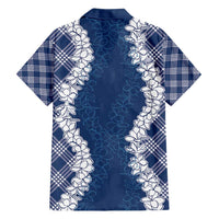 Hawaii Aloha Plumeria Lei Navy Palaka Family Matching Summer Maxi Dress and Hawaiian Shirt - Polynesian Pride