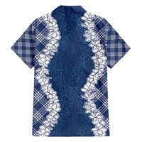 Hawaii Aloha Plumeria Lei Navy Palaka Hawaiian Shirt - Polynesian Pride