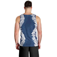 Hawaii Aloha Plumeria Lei Navy Palaka Men Tank Top - Polynesian Pride