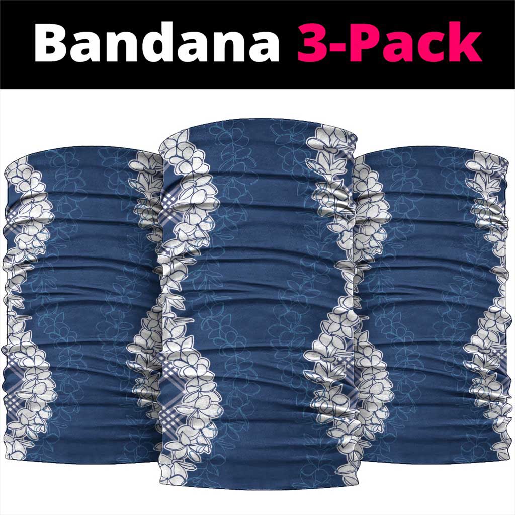 Hawaii Aloha Plumeria Lei Navy Palaka Neck Gaiter - Polynesian Pride