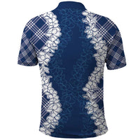 Hawaii Aloha Plumeria Lei Navy Palaka Polo Shirt - Polynesian Pride