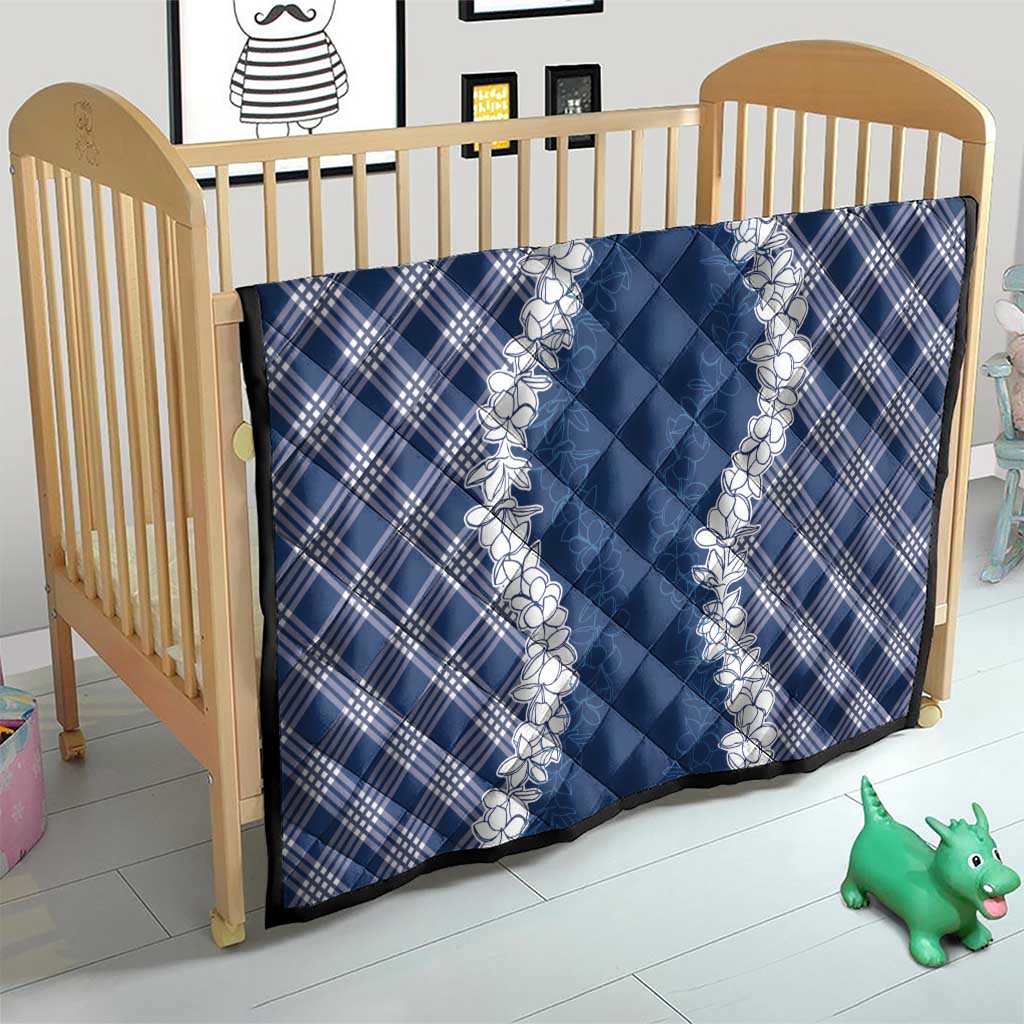 Hawaii Aloha Plumeria Lei Navy Palaka Quilt - Polynesian Pride