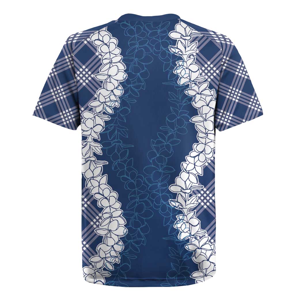 Hawaii Aloha Plumeria Lei Navy Palaka Rugby Jersey - Polynesian Pride