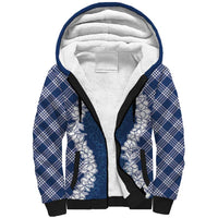 Hawaii Aloha Plumeria Lei Navy Palaka Sherpa Hoodie LT7 Unisex Navy Blue - Polynesian Pride