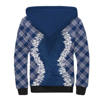 Hawaii Aloha Plumeria Lei Navy Palaka Sherpa Hoodie LT7 - Polynesian Pride