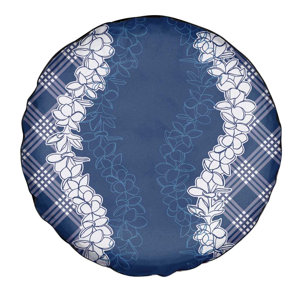 Hawaii Aloha Plumeria Lei Navy Palaka Spare Tire Cover - Polynesian Pride