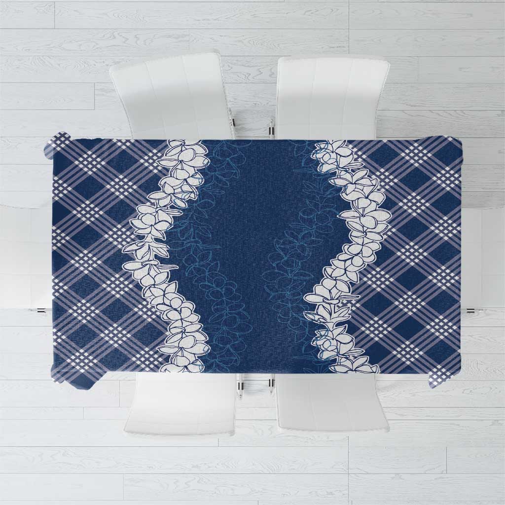 Hawaii Aloha Plumeria Lei Navy Palaka Tablecloth - Polynesian Pride