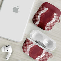 Hawaii Aloha Plumeria Lei Scarlet Palaka AirPods Case - Polynesian Pride