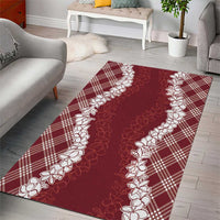 Hawaii Aloha Plumeria Lei Scarlet Palaka Area Rug - Polynesian Pride