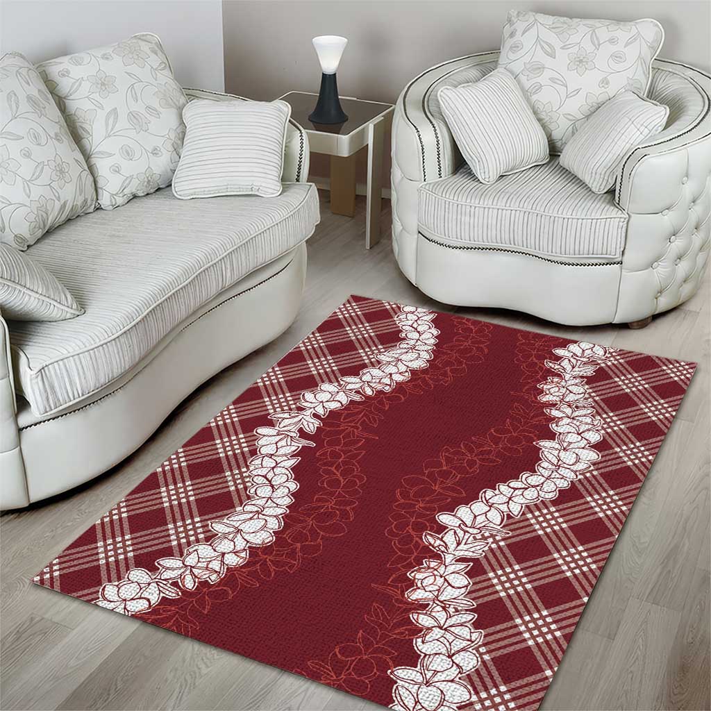 Hawaii Aloha Plumeria Lei Scarlet Palaka Area Rug - Polynesian Pride