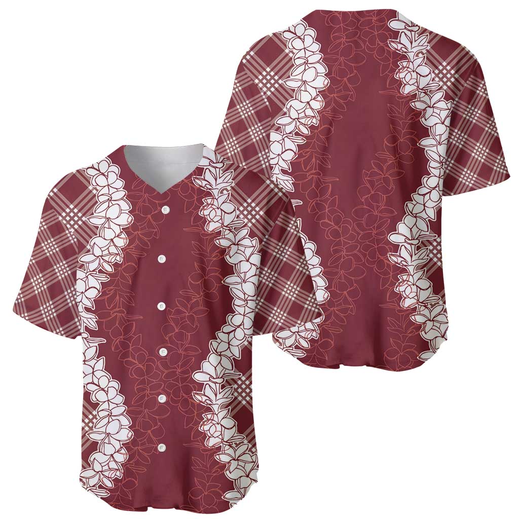 Hawaii Aloha Plumeria Lei Scarlet Palaka Baseball Jersey - Polynesian Pride